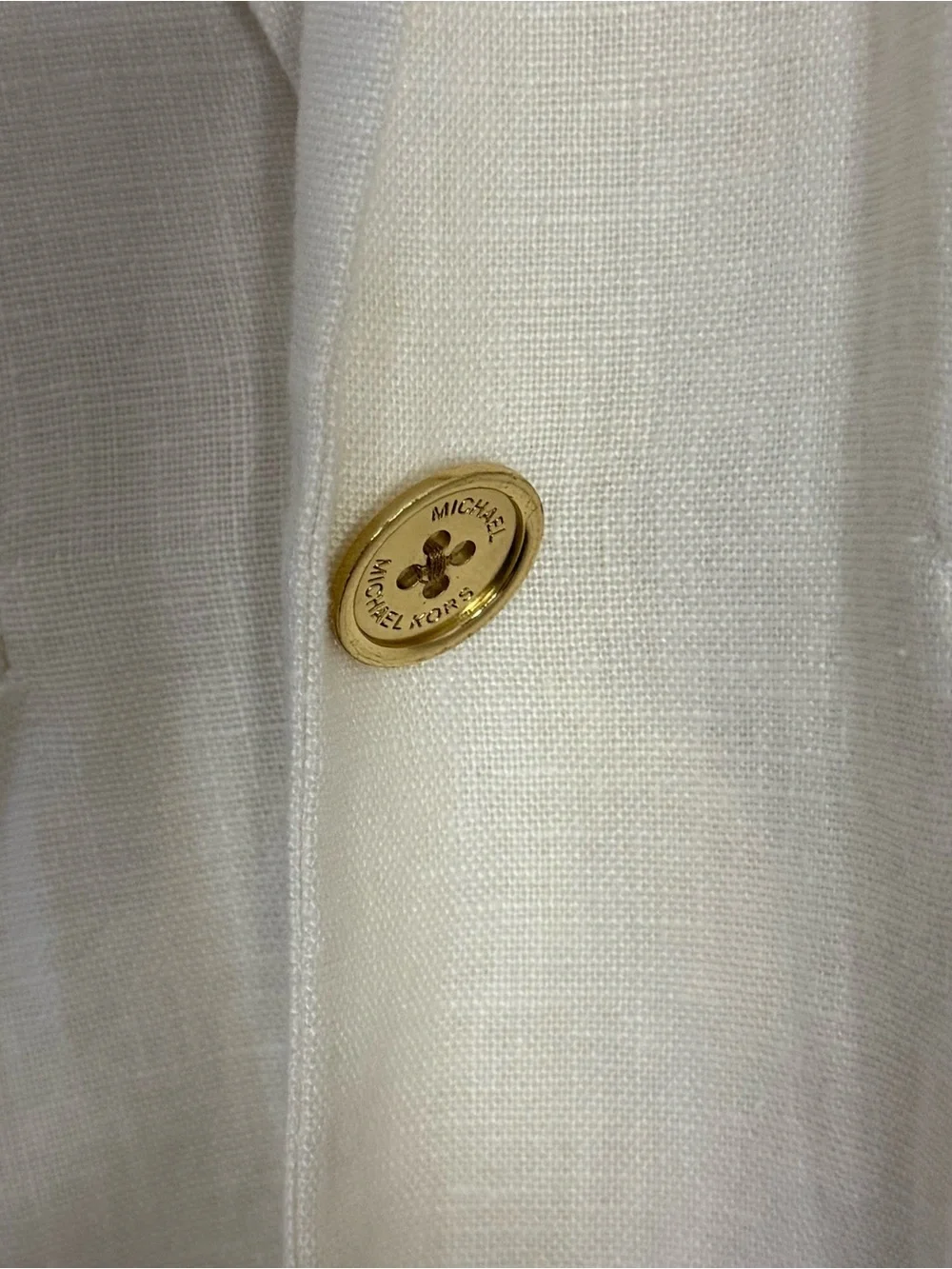 Michael Michael Kors 100% Linen Blazer White Ruched Sleeve Womens 12